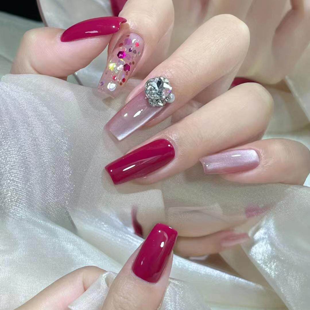 玫红色2025年新款甲油胶套装美甲店专用乌梅子酱火龙果色秋冬节日