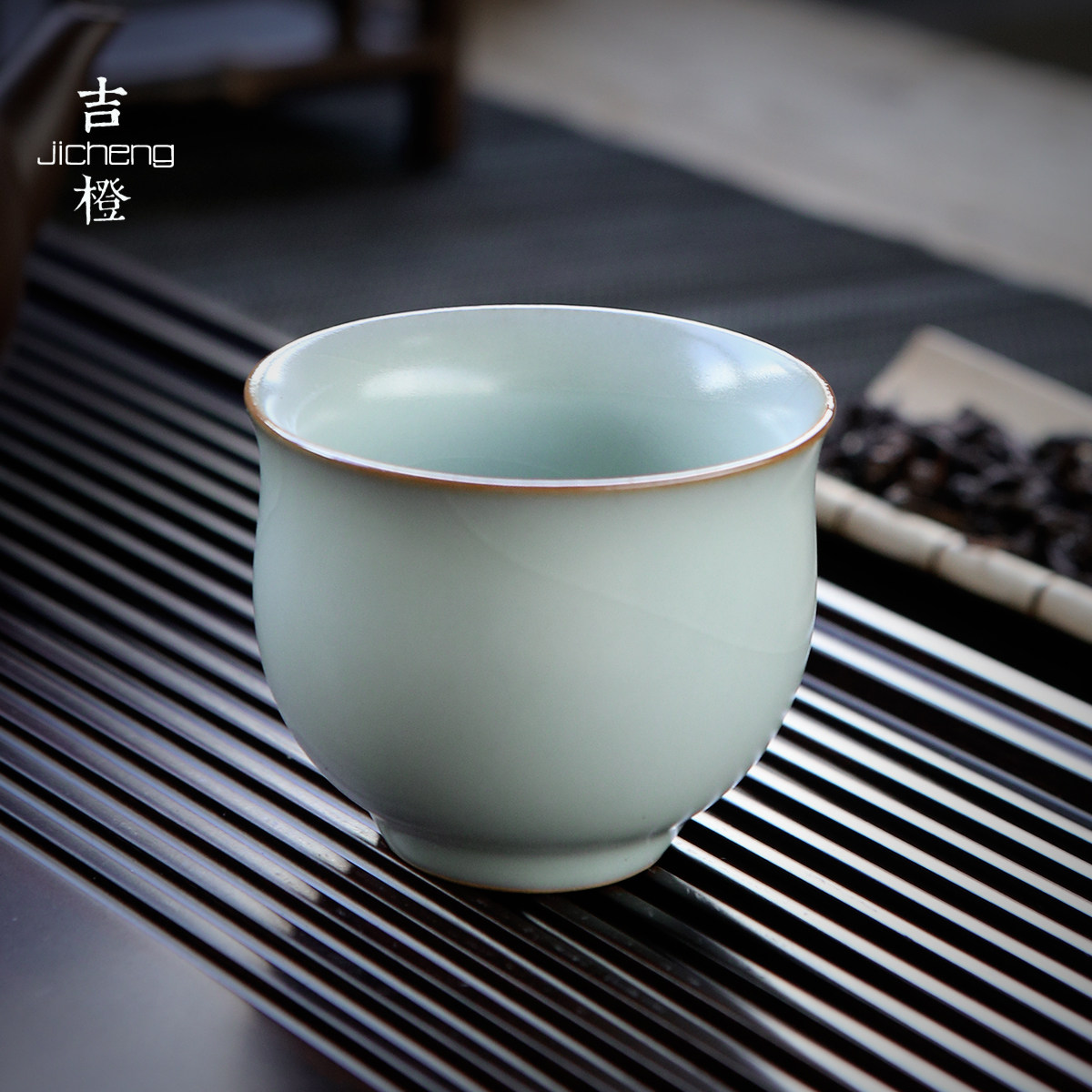 台湾丰子汝窑天青茶杯品茗贵妃杯功夫茶具单杯主人手工陶瓷喝茶杯