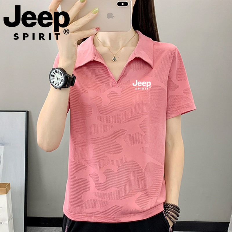 Jeep冰丝短袖t恤女夏季2026新款户外登山跑步速干衣运动上衣薄款 - 实物图