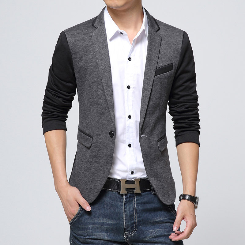 春秋款男式休闲西服修身棉质韩版外套大码青年衣服男士商务小西装