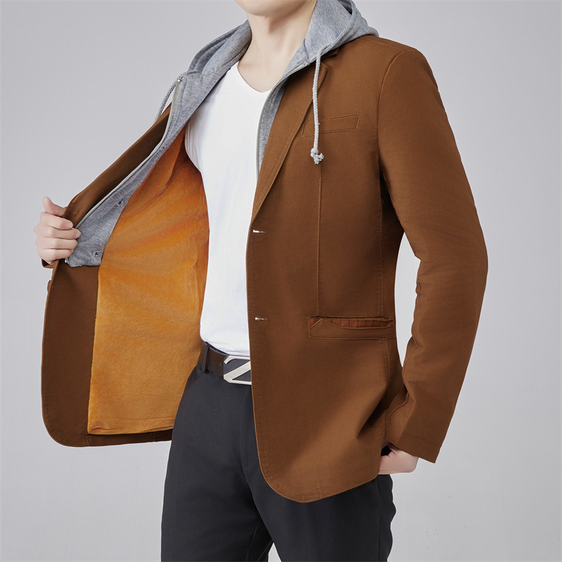 连帽加绒西装男 冬季韩版加厚可取拿帽子休闲小西服大码外套夹克,男装,休闲西服,淘宝优惠券,粉丝福利购,淘宝优惠卷