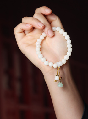 天然白玉菩提手链女款单圈手串