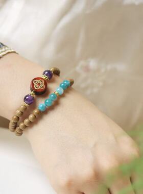 中药非遗古法合香珠双圈手串助眠情绪稳定桂花香手链手持念珠