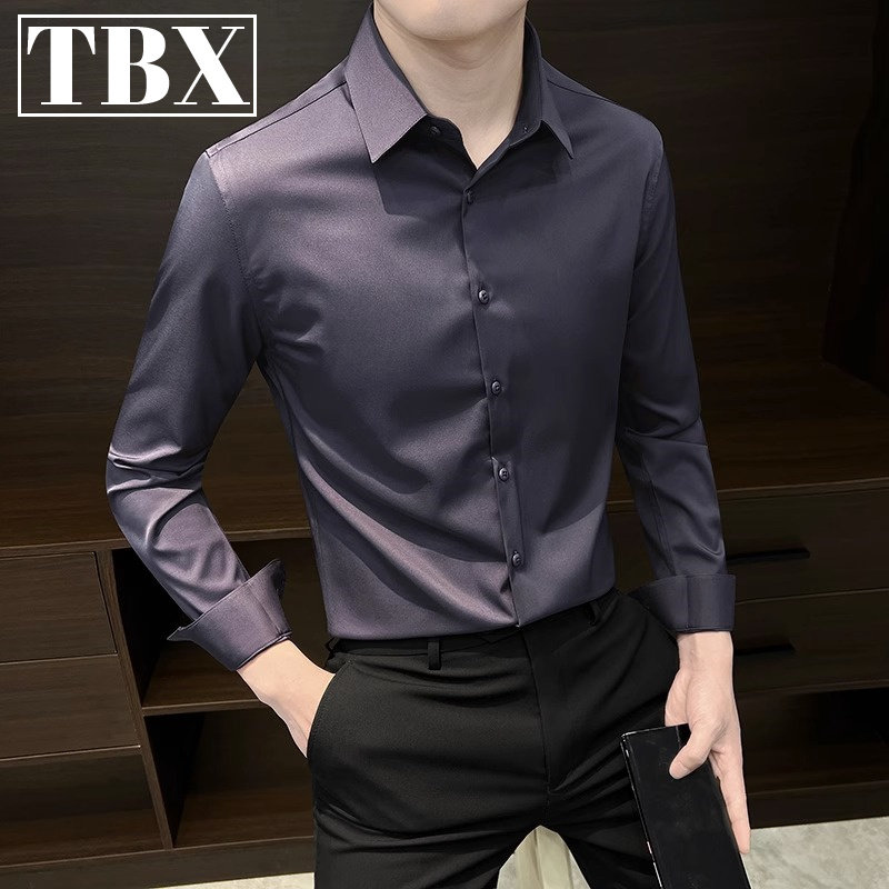 高级感痞帅男士衬衫长袖2026新款商务正装修身西装衬衣服男款寸衫