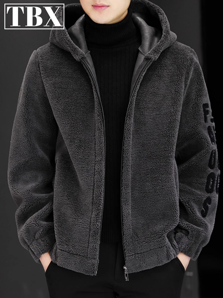 高端皮毛一体彷羊羔绒外套男士2025新款秋冬季加绒厚夹克棉衣男款