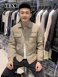 高端衬衫式轻薄羽绒服男士冬季2025新款保暖短款翻领夹克外套男款