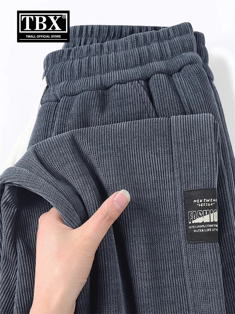 条绒灯芯绒休闲裤子男士2025新款秋冬季加绒加厚男裤运动卫裤男款