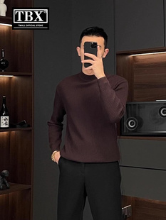 轻熟风半高领毛衣男士2025新款秋冬季保暖内搭打底针织衫男款线衣