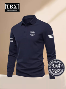 高端纯棉polo衫男士长袖T恤2025新款春秋季商务休闲翻领卫衣男款