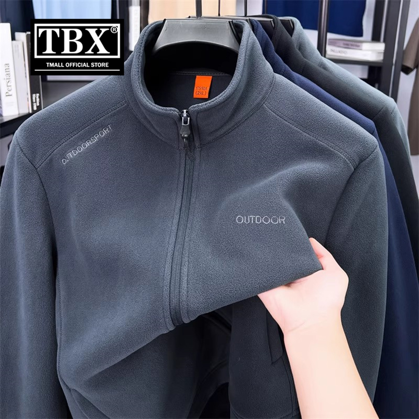 双面摇粒绒夹克外套男士2025新款秋冬季加绒加厚抓绒开衫卫衣男款