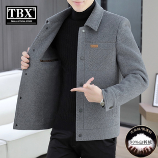 高端羊毛呢大衣男士羽绒服2025新款冬季加厚短款夹克外套男款冬装