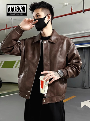 高端棕色皮衣外套男士2025新款春秋冬季加绒加厚机车服皮夹克男款