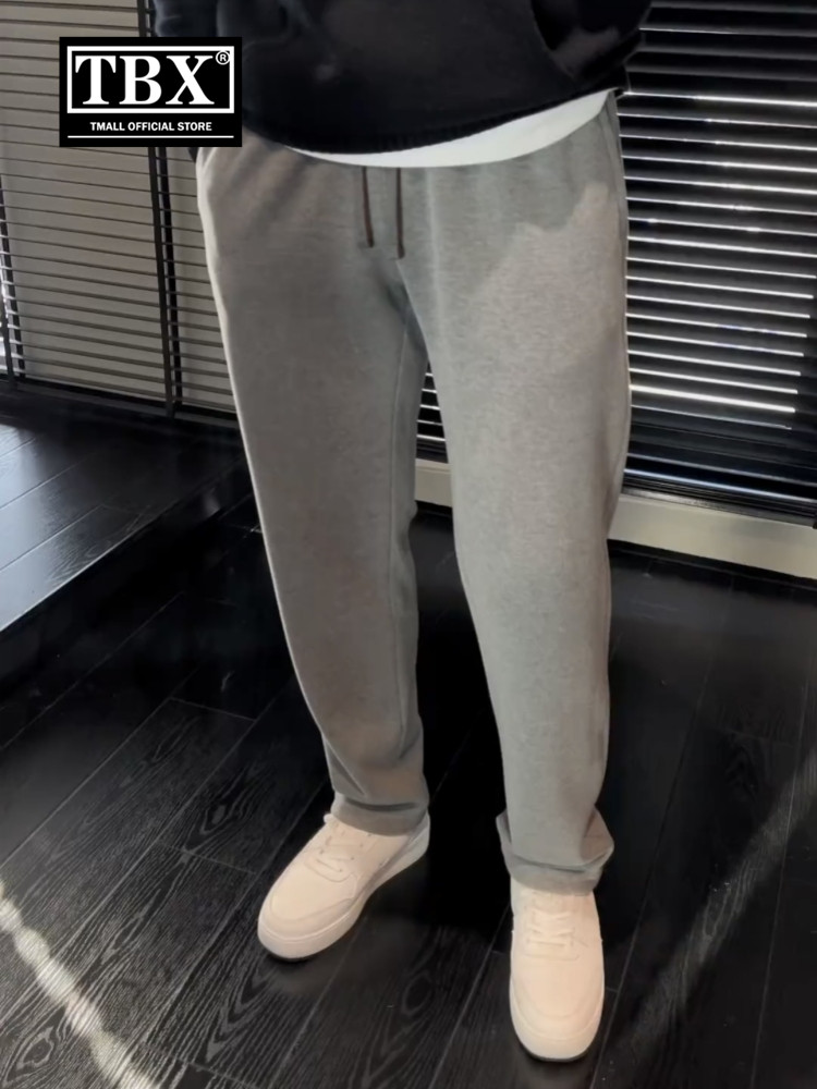高端男士休闲裤子2025新款春秋冬季男裤直筒阔腿灰色运动卫裤男款