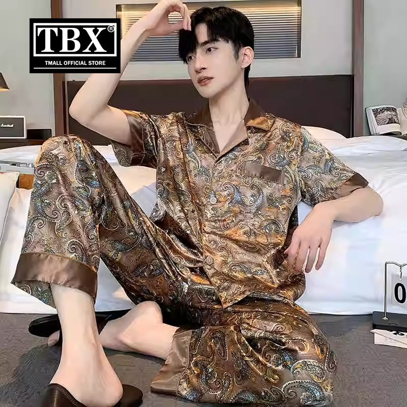 高端冰丝睡衣男士2025新款夏季薄款短袖丝绸可外穿家居服套装男款