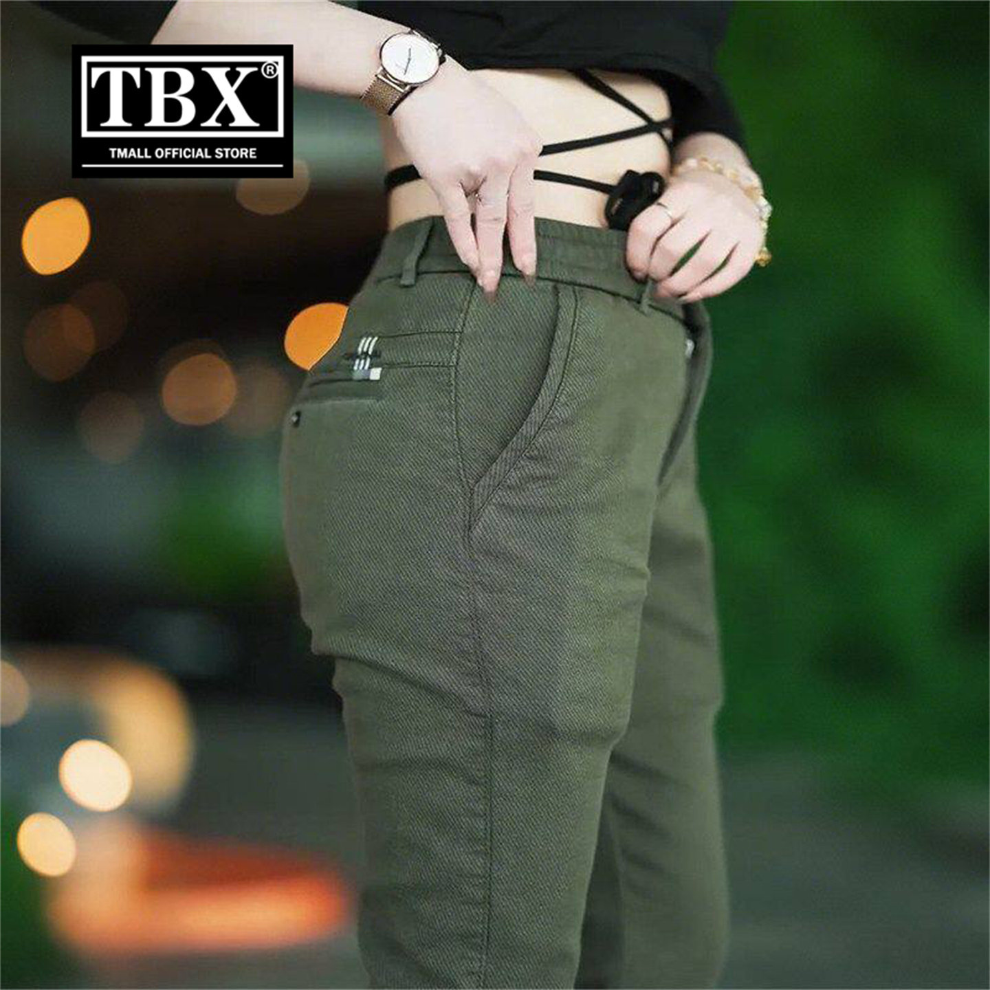 高端军绿色休闲裤男士2026新款春季男裤商务修身直筒裤子男款春装