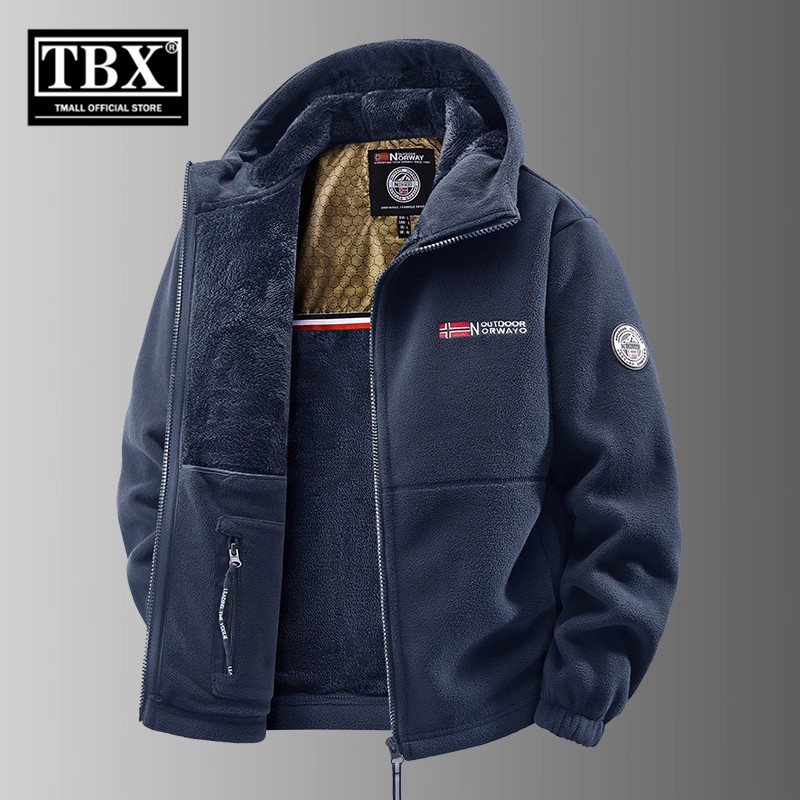 高端摇粒绒外套男士2025新款冬装加绒加厚连帽抓绒衣夹克男款冬季