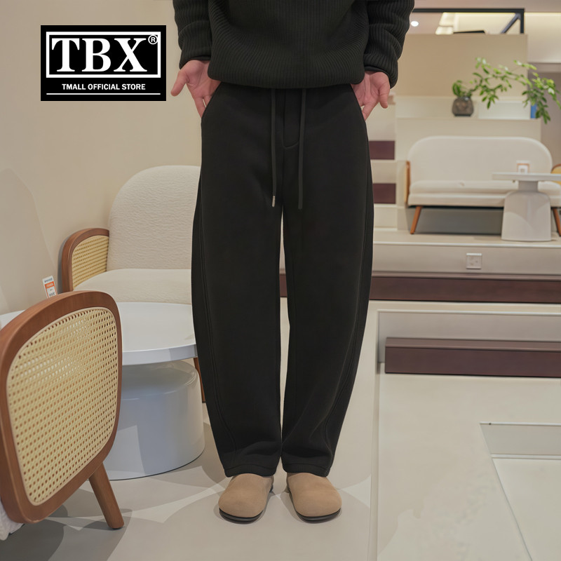 高端弯刀卫裤男士2025新款冬季加绒加厚男裤垂感直筒休闲裤子男款