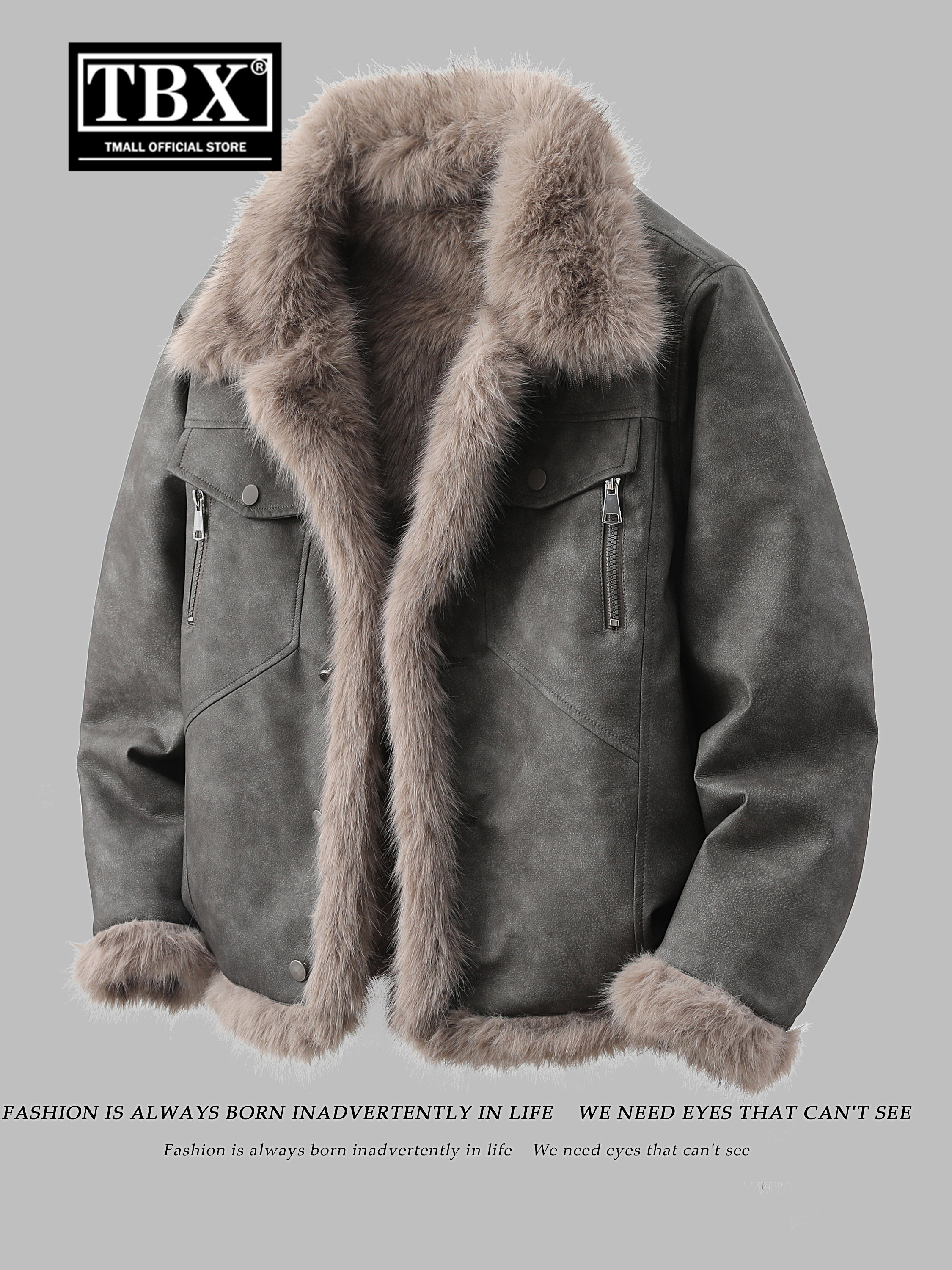 双面穿羊羔绒皮毛一体外套男士2025新款冬季加绒加厚皮衣夹克男款