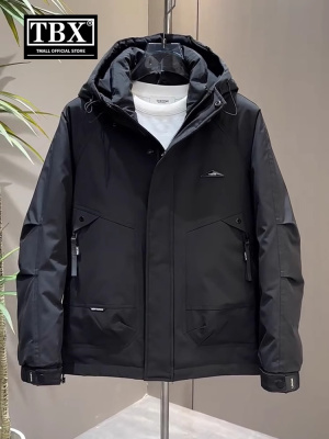 高端羽绒服男士冬季2025新款爆款加厚保暖连帽工装冲锋衣外套男款