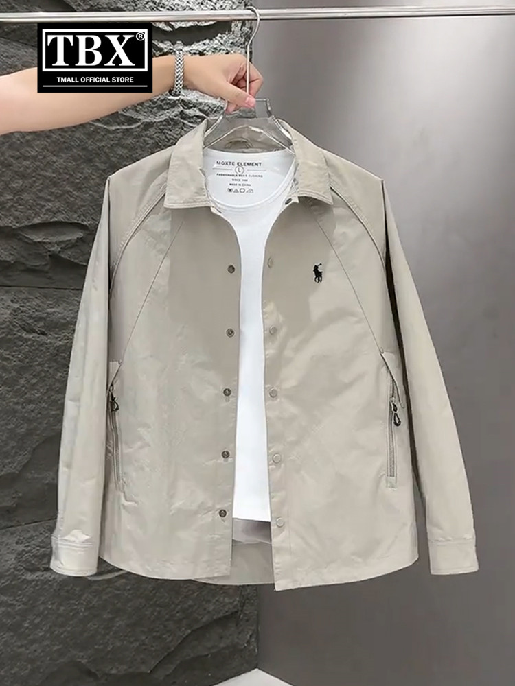 高端保罗夹克外套男士2025新款春秋冬季宽松商务休闲翻领衬衫男款