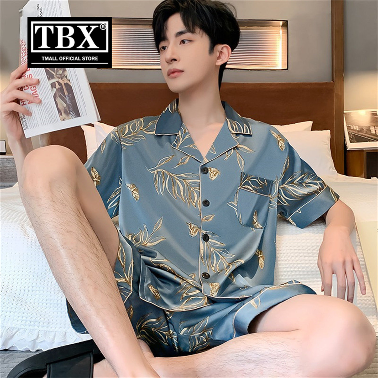 高端冰丝睡衣男士2026新款春夏季薄款凉感短袖短裤家居服套装男款