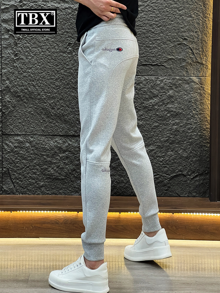 高端休闲裤子男士2025新款春秋冬季束脚男裤灰色修身运动卫裤男款