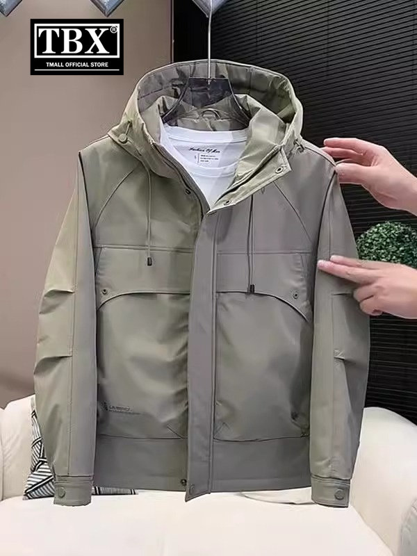 冲锋衣外套男士2025新款爆款春秋季工装连帽夹克男款冬装加厚棉服