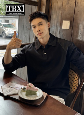 老钱风polo衫男士长袖t恤2025新款春秋季高级感黑色翻领卫衣男款