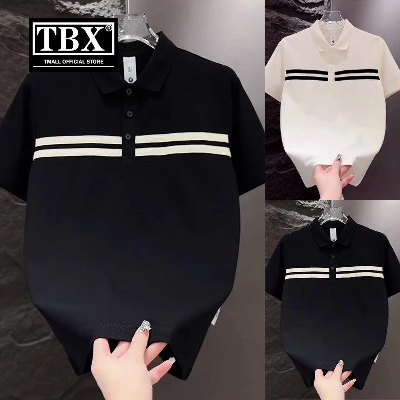 高级感拼接条纹Polo衫男士短袖T恤2025新款夏季潮流翻领半袖男款