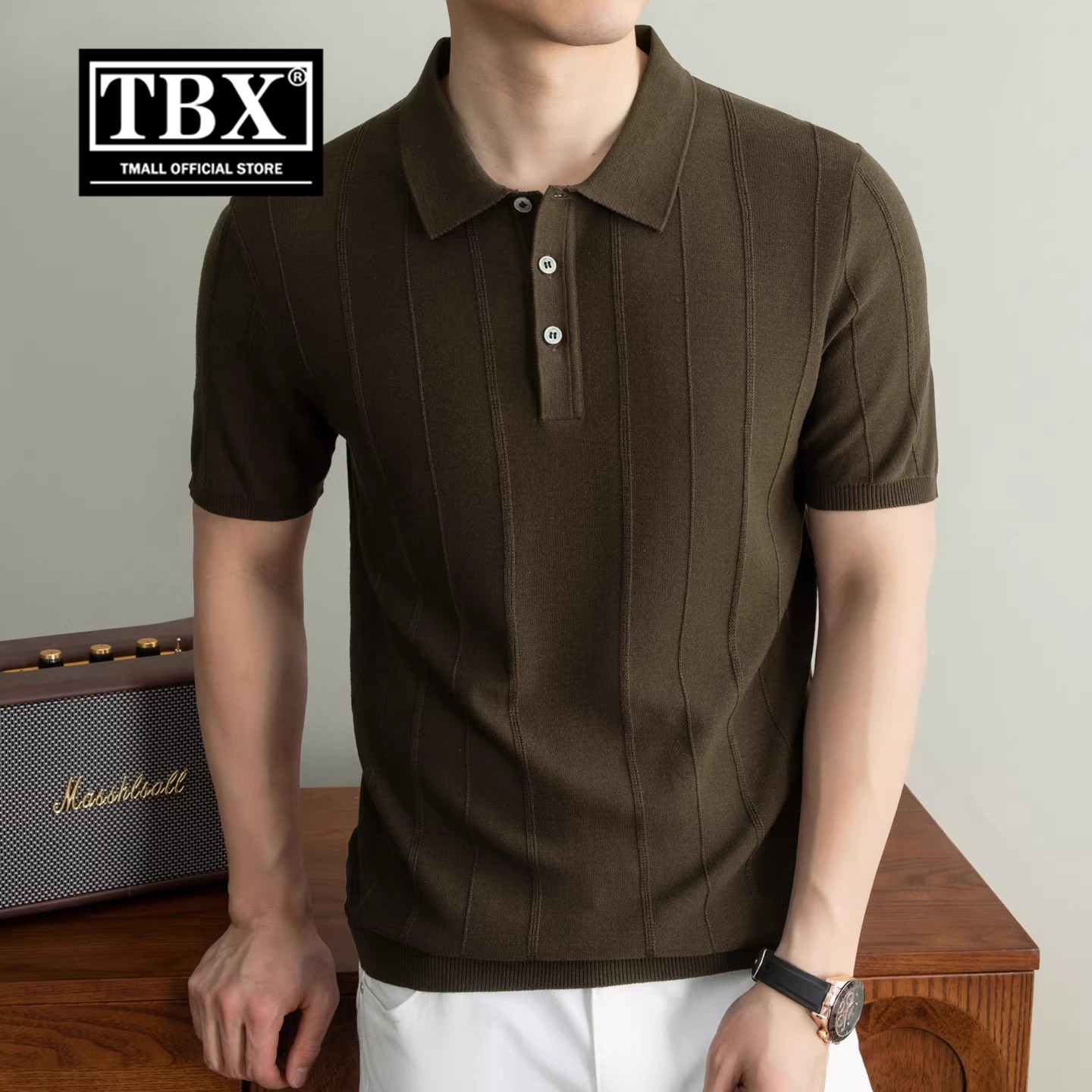 高端老钱风亚麻POLO衫男士短袖t恤2026新款夏季天丝翻领针织男款
