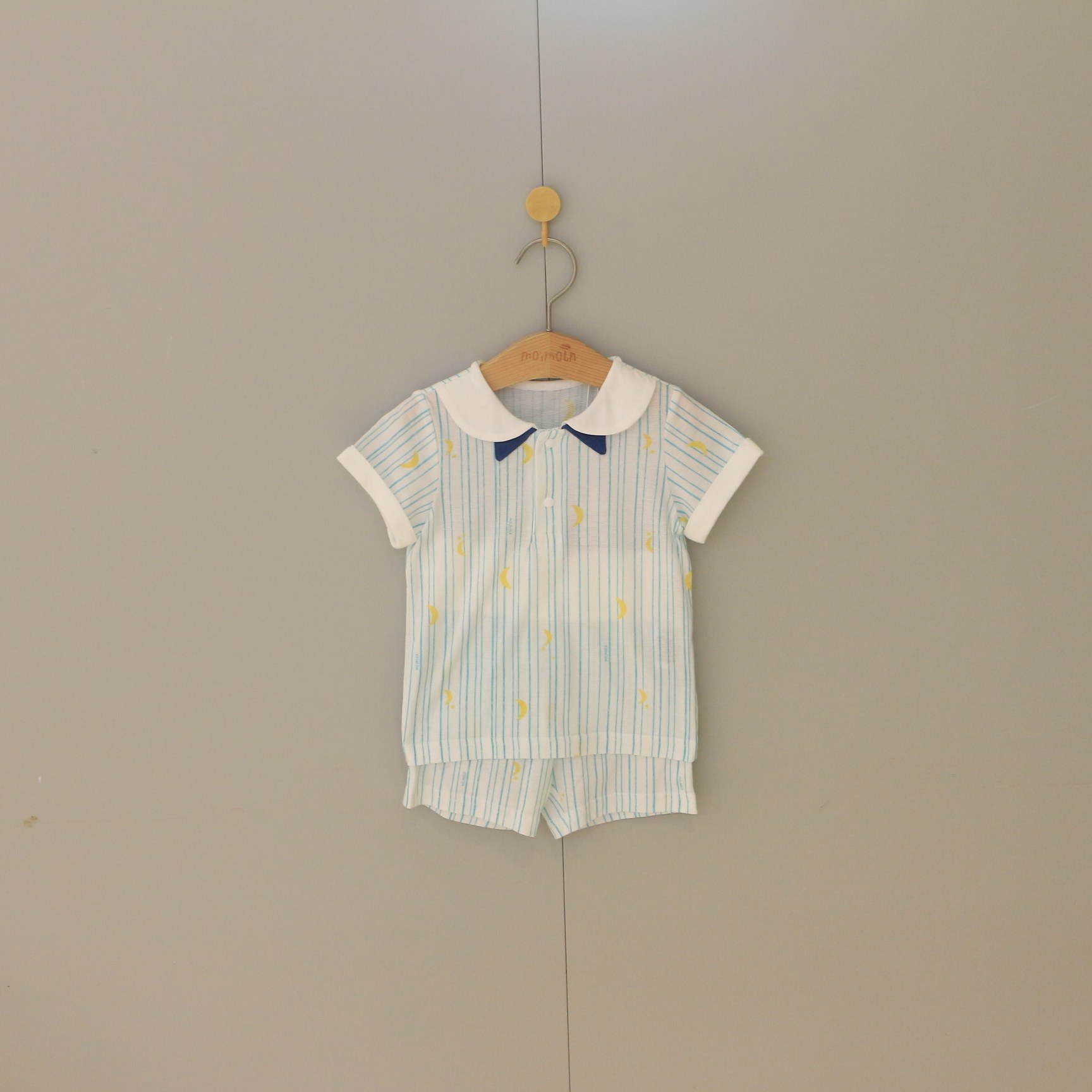 2026夏季moimoln小云朵男女童装条纹短袖家居服儿童内衣套装N21P
