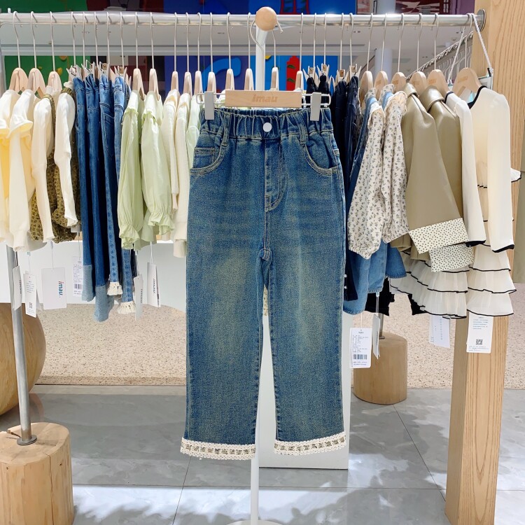 春秋新款imau奕玛正品女大童装儿童裤子小香风牛仔裤47LF350138