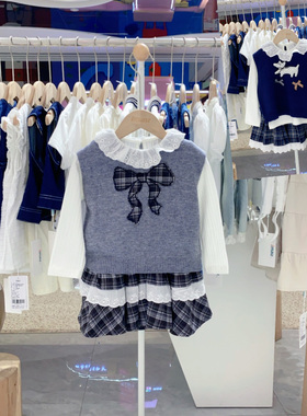 2025秋季imau奕玛女小童装T恤马甲百褶裙腰裙儿童套装57SF581001