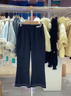 2025冬季imau奕玛女大童装儿童裤子休闲裤加绒微喇长裤58LF354175