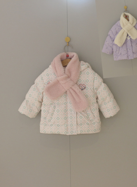 2025冬季新款韩国童装moimoln小云朵女宝儿童碎花羽绒服外套B72P