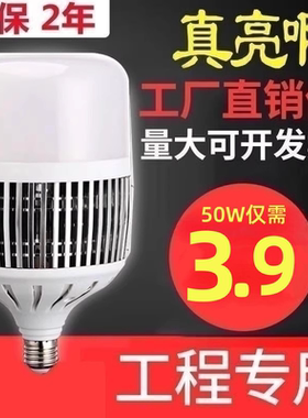 led灯泡LED球泡灯大功率球泡灯E27螺口单灯36W80W100W家用节能灯