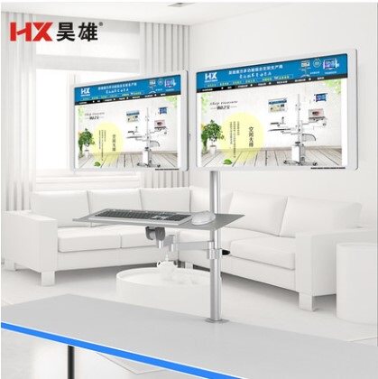 双屏显示器桌面支架键盘鼠标桌面万向旋转上下升降站立办公电脑架