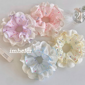 早春元 气甜美彩色波点蕾丝小蛮腰 多巴胺少女心韩系ins扎马尾发绳