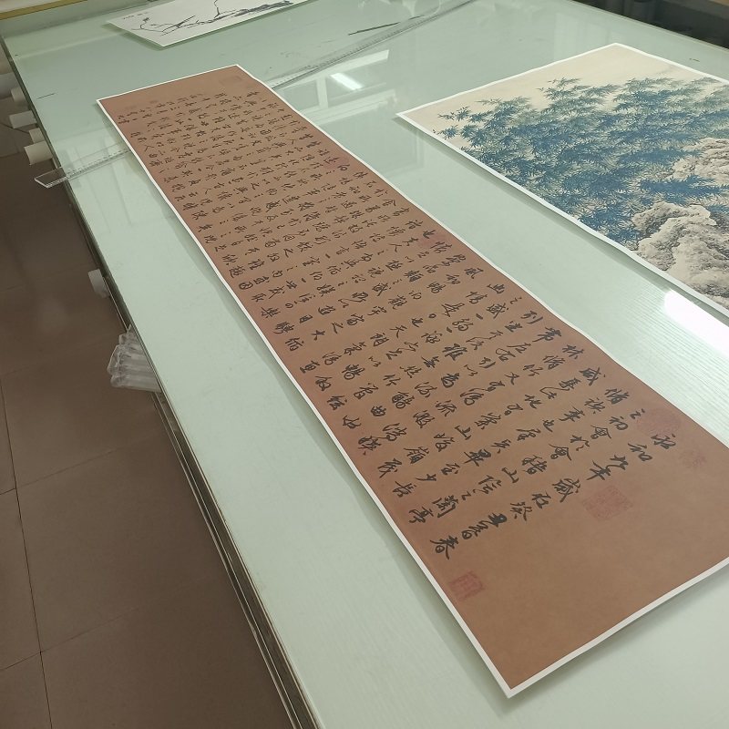 文徵明临兰亭序书法字画行书真迹高清微喷仿古画芯装裱卷轴装饰画