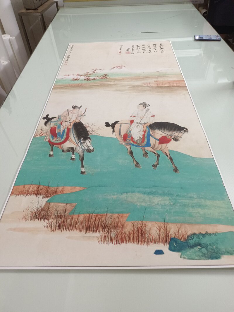 张大千 唐人行猎图书画人物国画真迹宣纸微喷仿古画芯挂轴装饰画