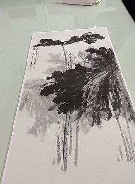 张大千 墨荷图 书画水墨花卉国画真迹高清微喷仿古画芯挂轴装饰画