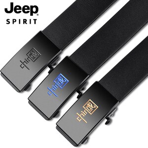 JEEPSPIRIT男头层牛皮自动扣皮带吉普品牌官方正品中國扣头皮带