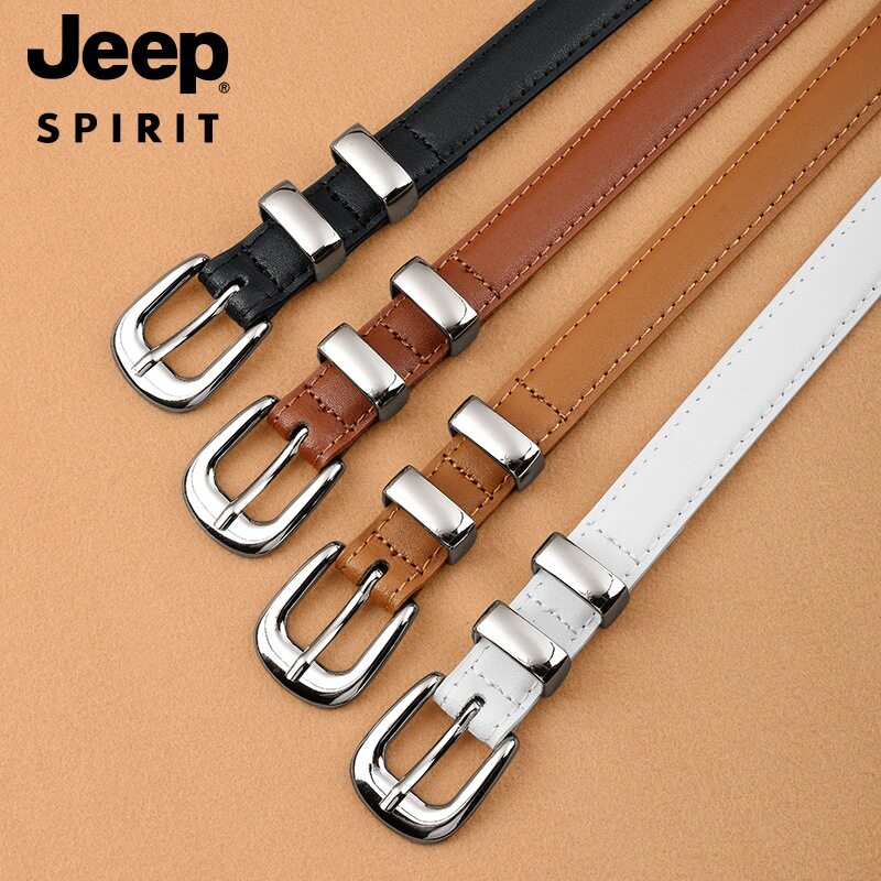 JEEPSPIRIT官方正品女士针扣二层牛皮腰带新款时尚吉普女皮带
