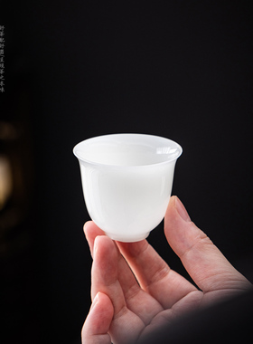 晶莹剔透小茶杯客杯 冰种玉瓷客人品茗杯 德化白瓷功夫茶喝茶杯子