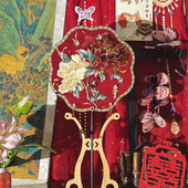 鲸鹿原创芍药牡丹花团扇中式 出嫁结婚绣花喜扇汉服秀禾婚扇装 饰