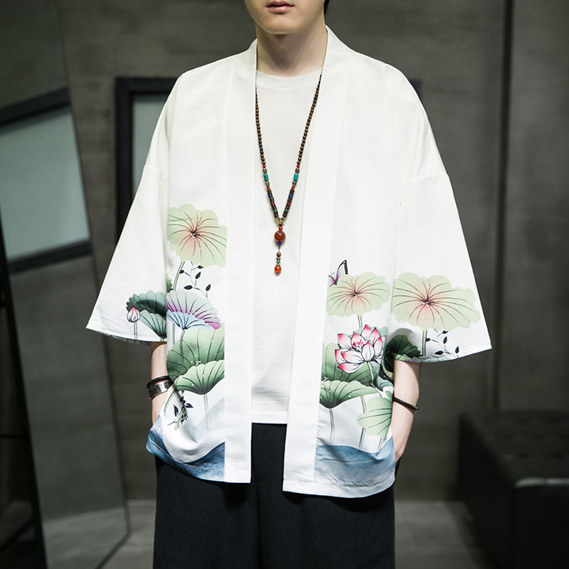 2025夏季新款风青叶仙鹤汉服开衫披风男DS-A008-1-K037p40,男装民族服装,电商A008-1