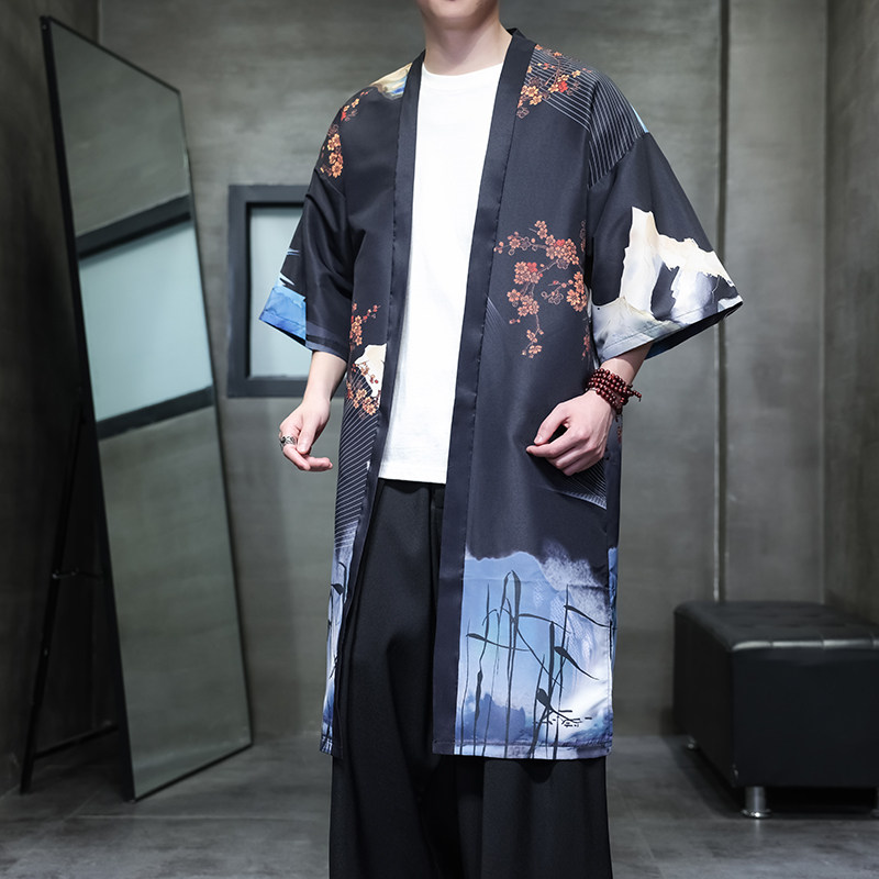 夏季新款风汉服开衫披风风衣男DSA008-1-K305p48,男装风衣,电商A008-1