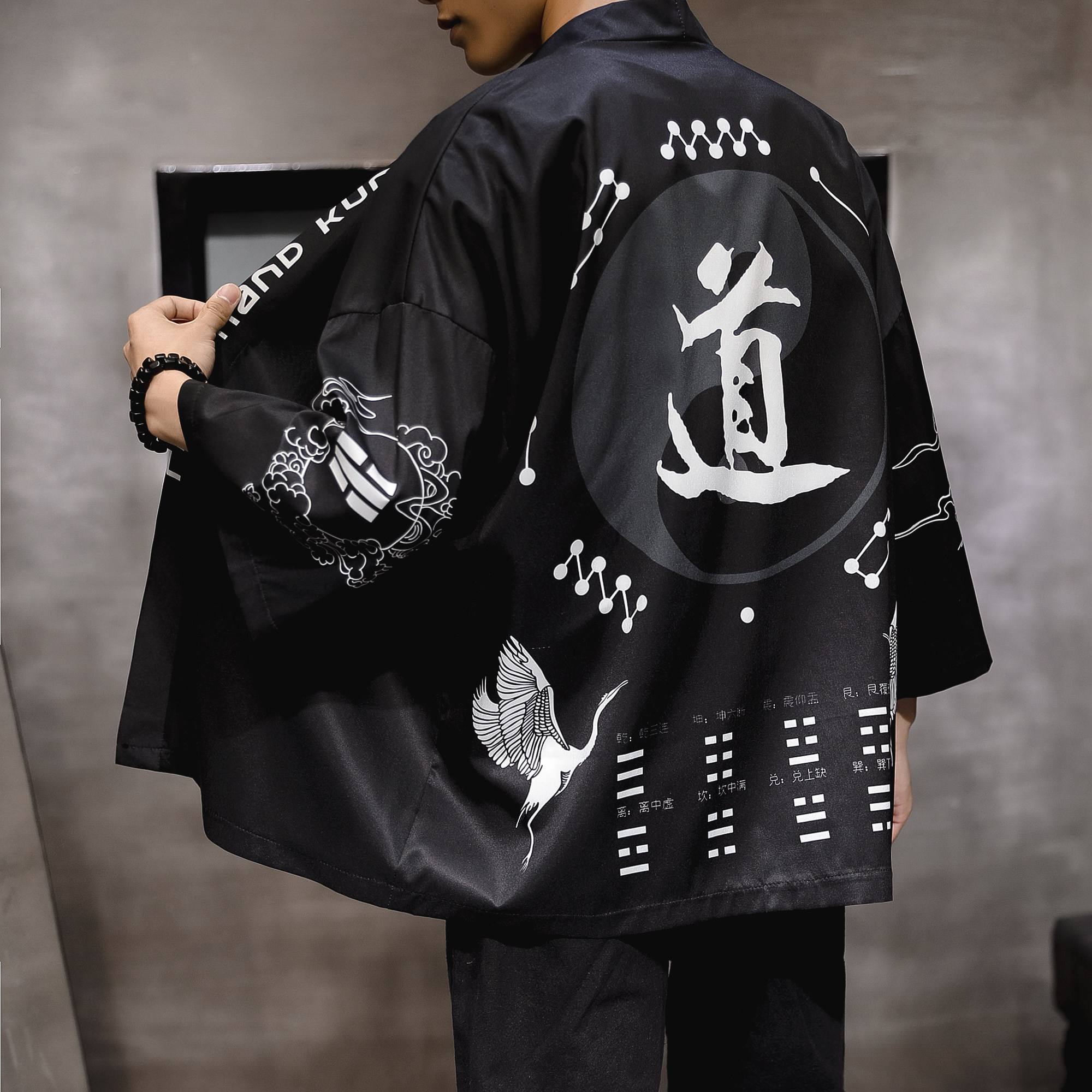 2025夏季新款风龙猫山水鲤鱼飞鹤和服开衫披风男6006K02p40,男装卫衣,电商A008-1