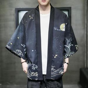 夏季新款风仙鹤 祥鹿汉服开衫披风男DS-A008-1-K93p40,男装民族服装,电商A008-1