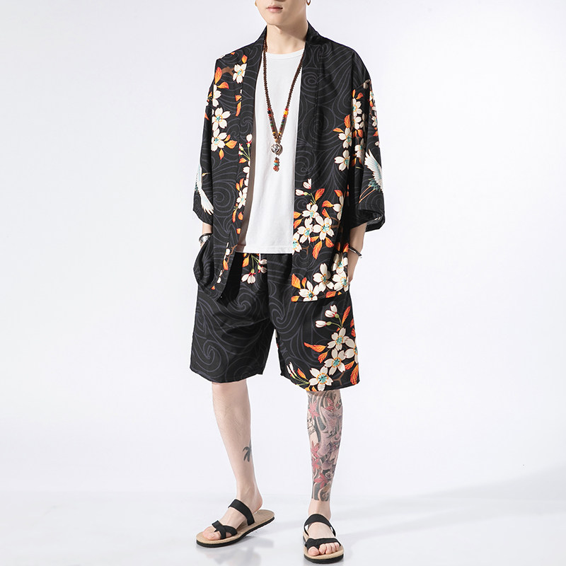 夏季风道袍男短袖汉服开衫汉服防晒衣套装DSA008-1-TZK08P70,男装防晒衣,电商A008-1